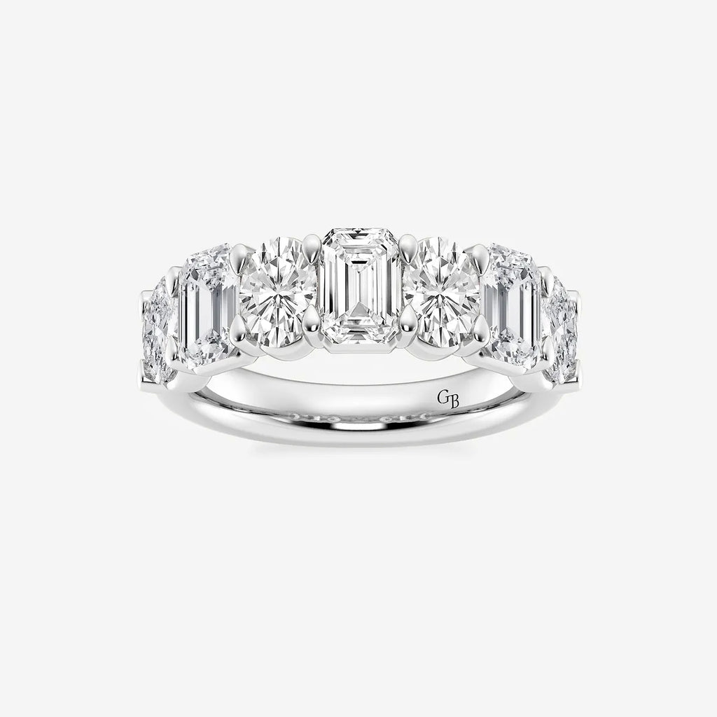GWA045 - product video for 3 ctw Emerald and Oval Lab Grown Diamond Seven-Stone Alternating Wedding Band