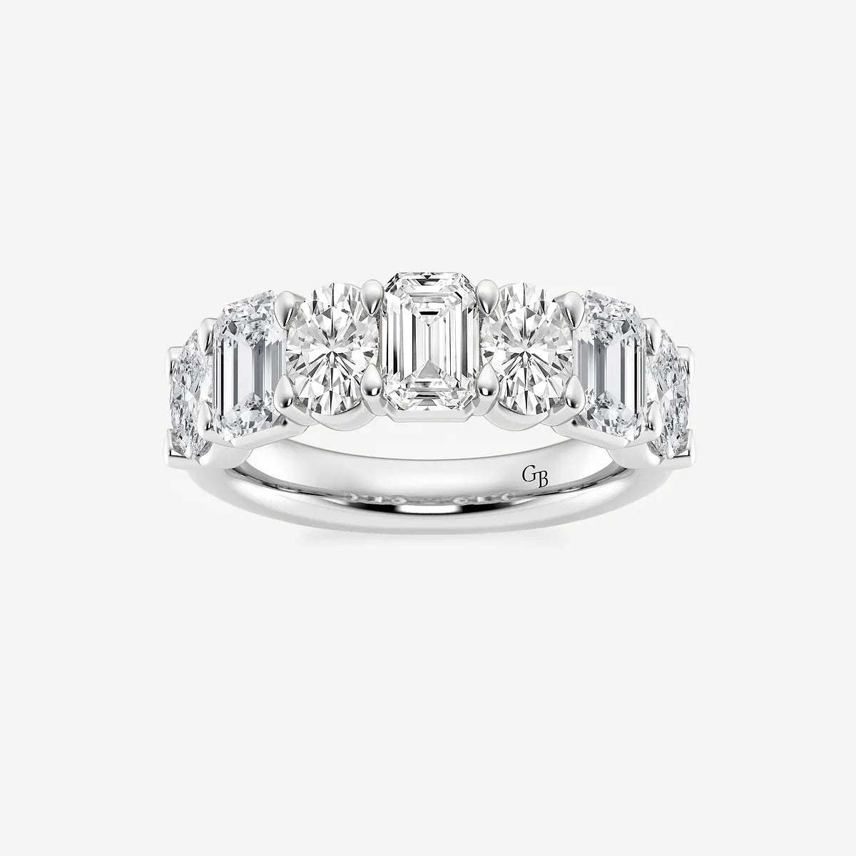 GWA045 - product video for 3 ctw Emerald and Oval Lab Grown Diamond Seven-Stone Alternating Wedding Band