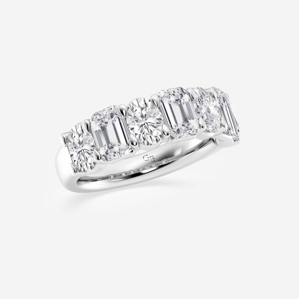GWA045 - Additional Image 1 for  3 ctw Emerald and Oval Lab Grown Diamond Seven-Stone Alternating Wedding Band