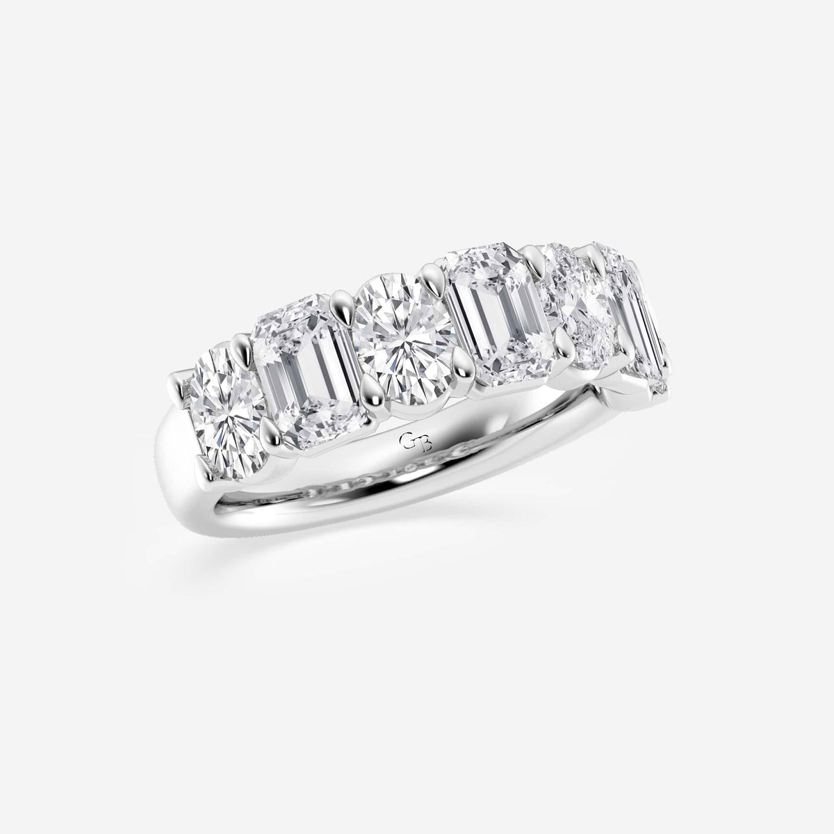 GWA045 - Additional Image 1 for  3 ctw Emerald and Oval Lab Grown Diamond Seven-Stone Alternating Wedding Band