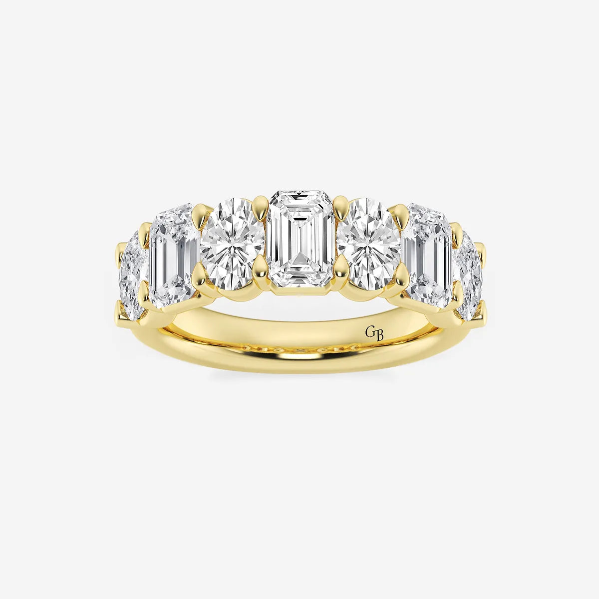 GWA045 - product video for 3 ctw Emerald and Oval Lab Grown Diamond Seven-Stone Alternating Wedding Band