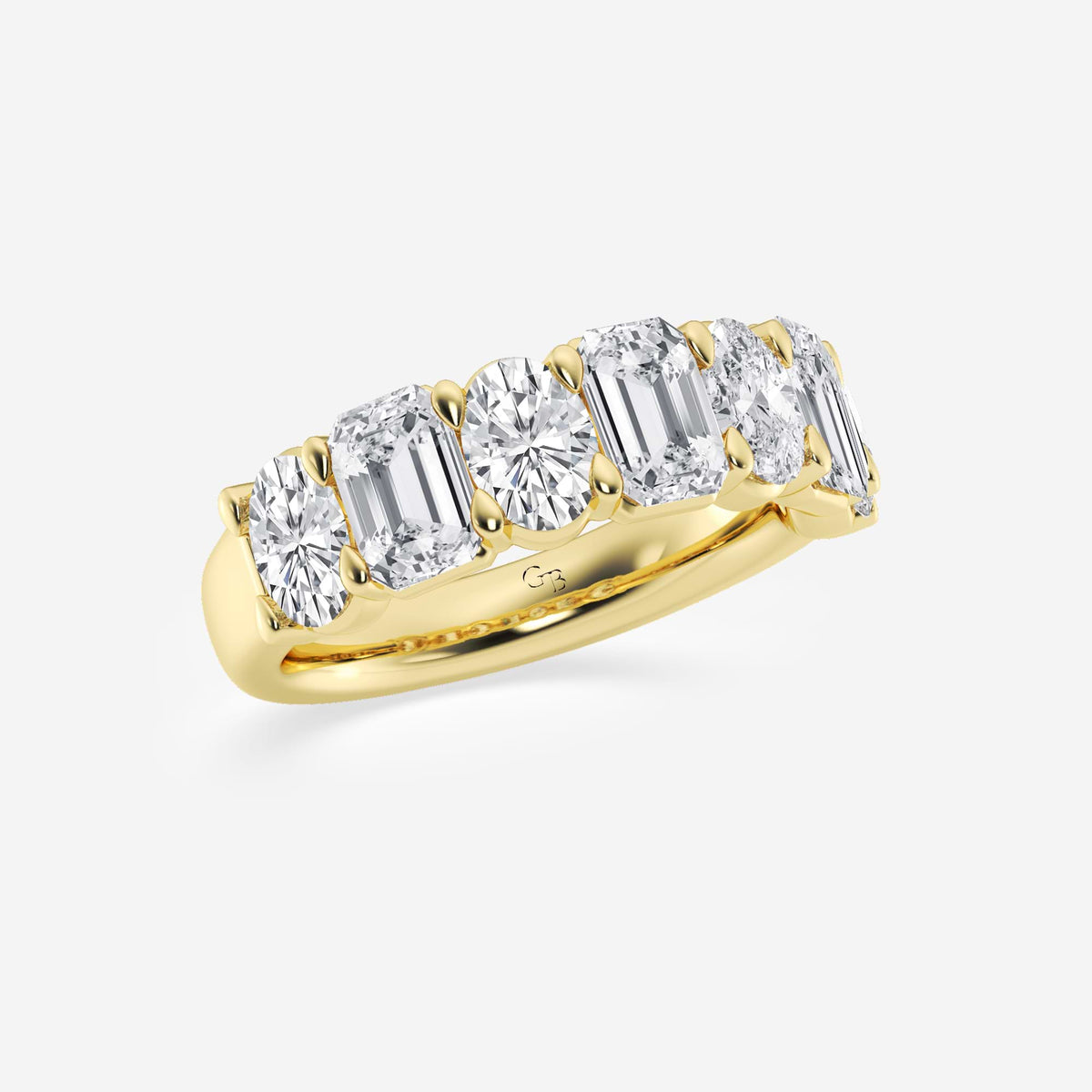 GWA045 - Additional Image 1 for  3 ctw Emerald and Oval Lab Grown Diamond Seven-Stone Alternating Wedding Band