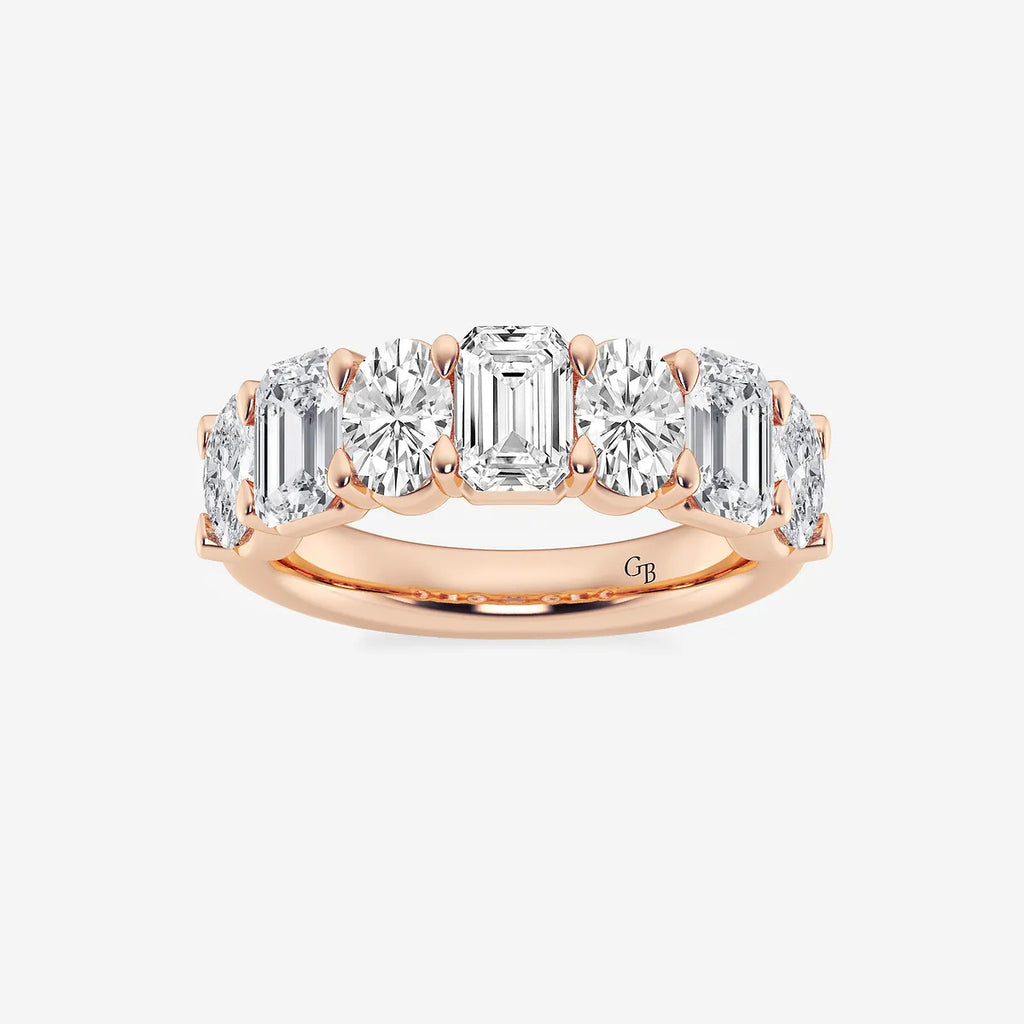 GWA045 - product video for 3 ctw Emerald and Oval Lab Grown Diamond Seven-Stone Alternating Wedding Band