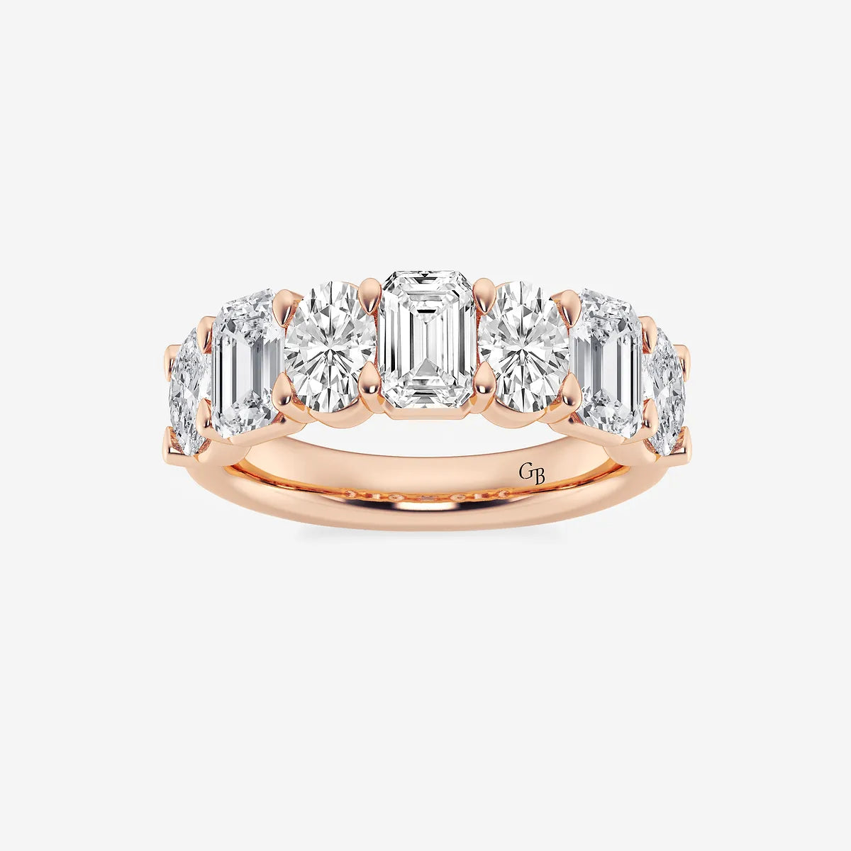 GWA045 - product video for 3 ctw Emerald and Oval Lab Grown Diamond Seven-Stone Alternating Wedding Band