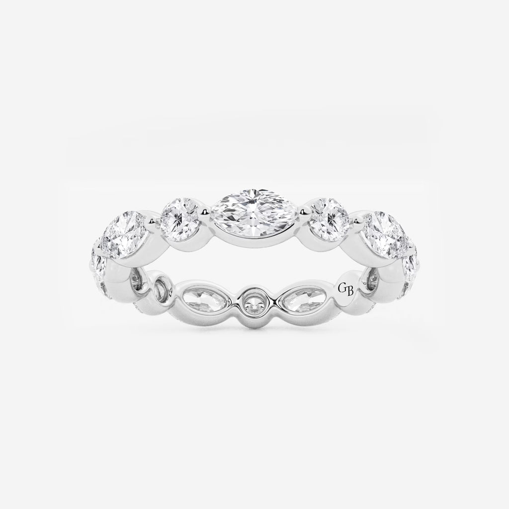 GWA050 - 2 ctw Marquise and Round Lab Grown Diamond Floating Eternity Band - 3mm Width