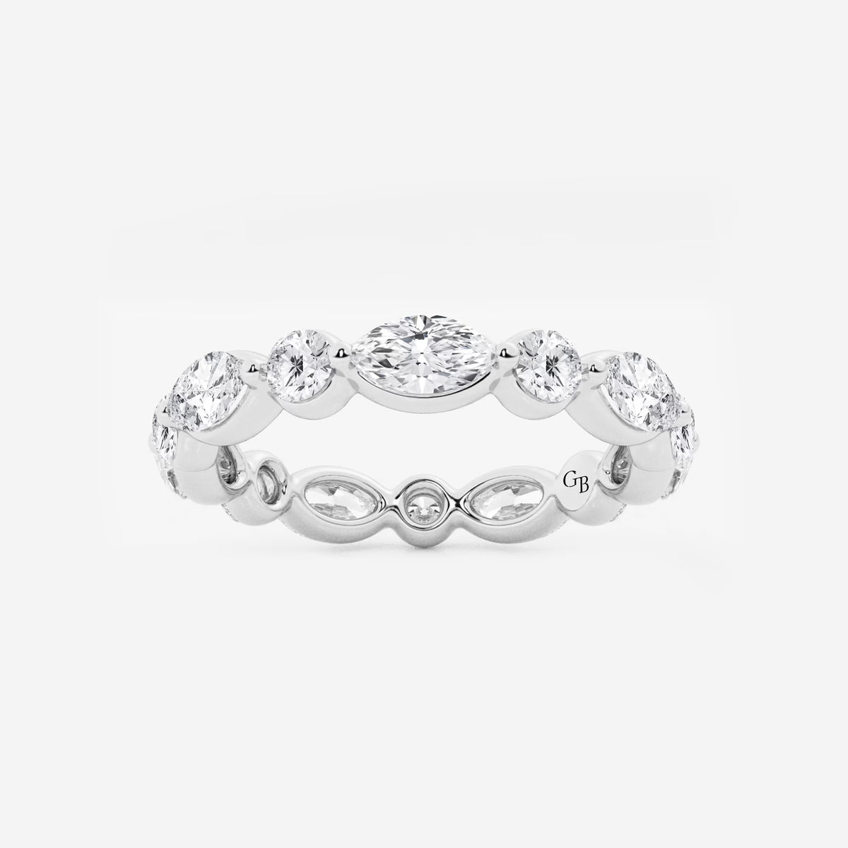 GWA050 - 2 ctw Marquise and Round Lab Grown Diamond Floating Eternity Band - 3mm Width
