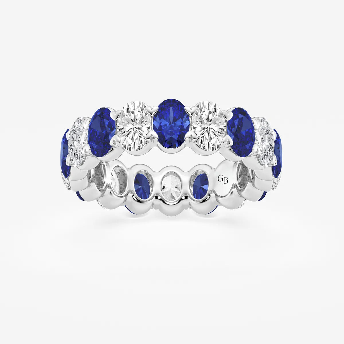 GWA051 - product video for 5.4x3.8 mm Oval Cut Sapphire and 2 5/8 ctw Oval Lab Grown Diamond Eternity Band - 5.5mm Width