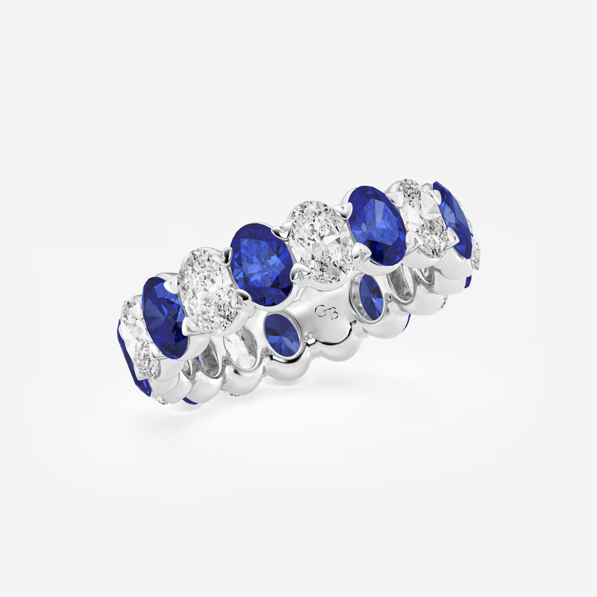 GWA051 - Additional Image 1 for  5.4x3.8 mm Oval Cut Sapphire and 2 5/8 ctw Oval Lab Grown Diamond Eternity Band - 5.5mm Width