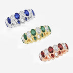 GWA051 - Additional Image 2 for  5.4x3.8 mm Oval Cut Emerald and 2 5/8 ctw Oval Lab Grown Diamond Eternity Band - 5.5mm Width