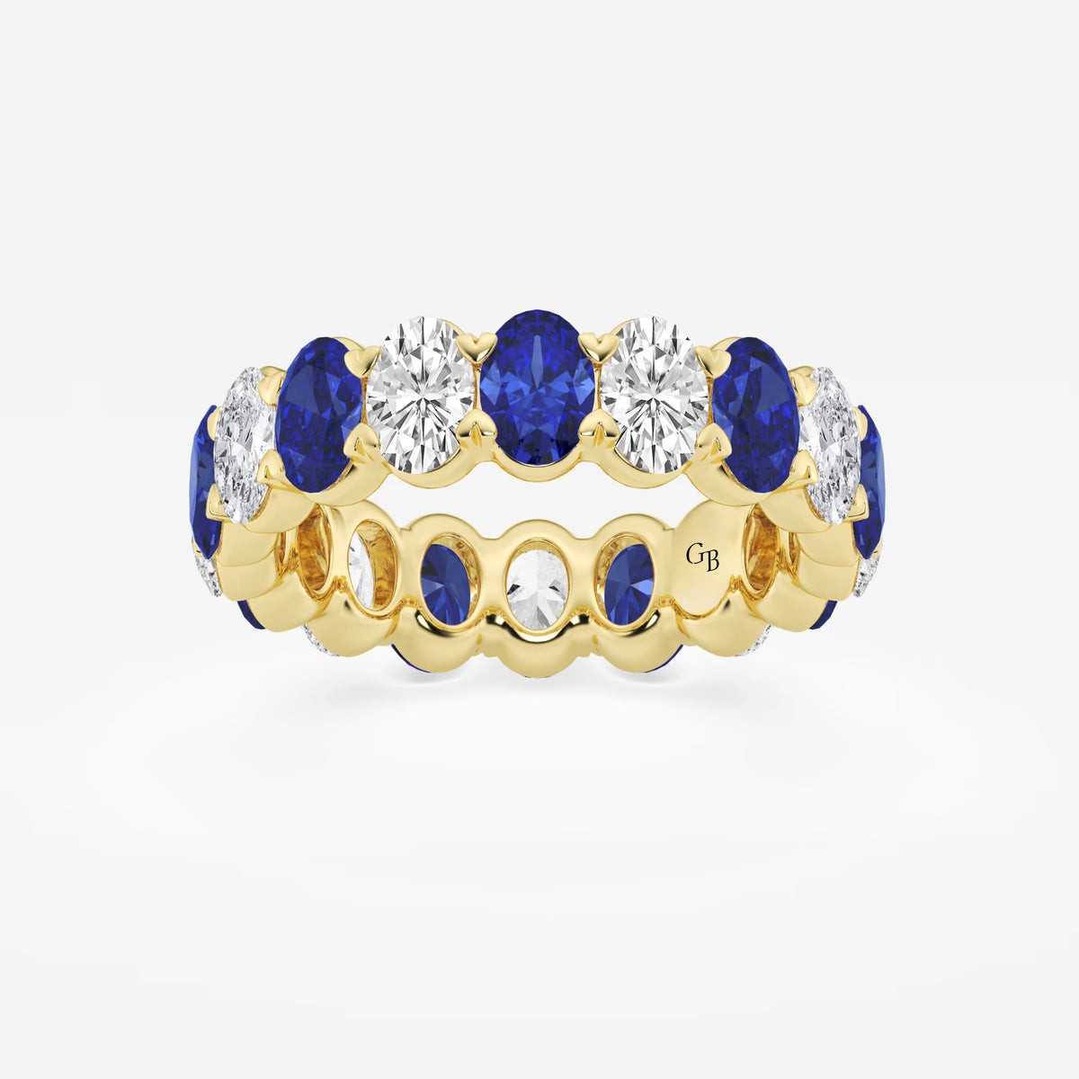 GWA051 - 5.4x3.8 mm Oval Cut Sapphire and 2 5/8 ctw Oval Lab Grown Diamond Eternity Band - 5.5mm Width
