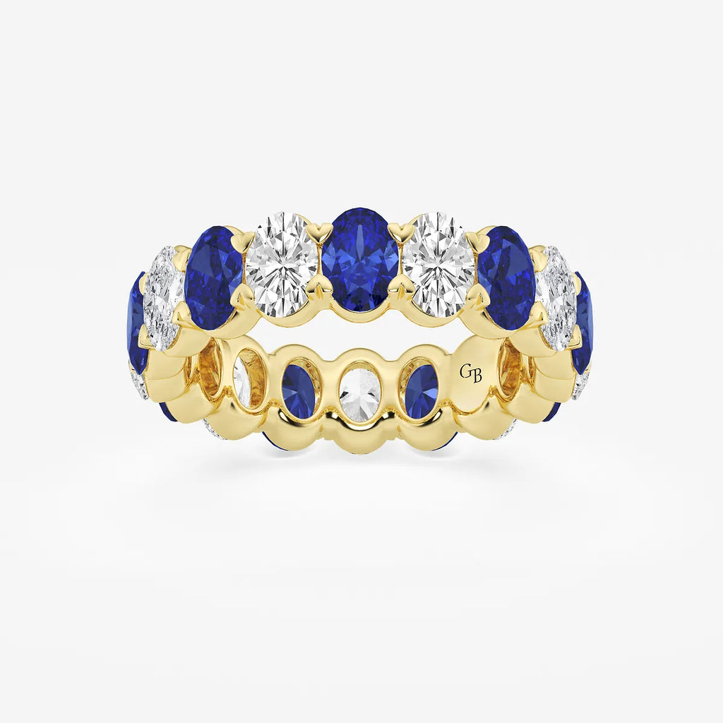 GWA051 - product video for 5.4x3.8 mm Oval Cut Sapphire and 2 5/8 ctw Oval Lab Grown Diamond Eternity Band - 5.5mm Width