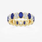 GWA051 - product video for 5.4x3.8 mm Oval Cut Sapphire and 2 5/8 ctw Oval Lab Grown Diamond Eternity Band - 5.5mm Width