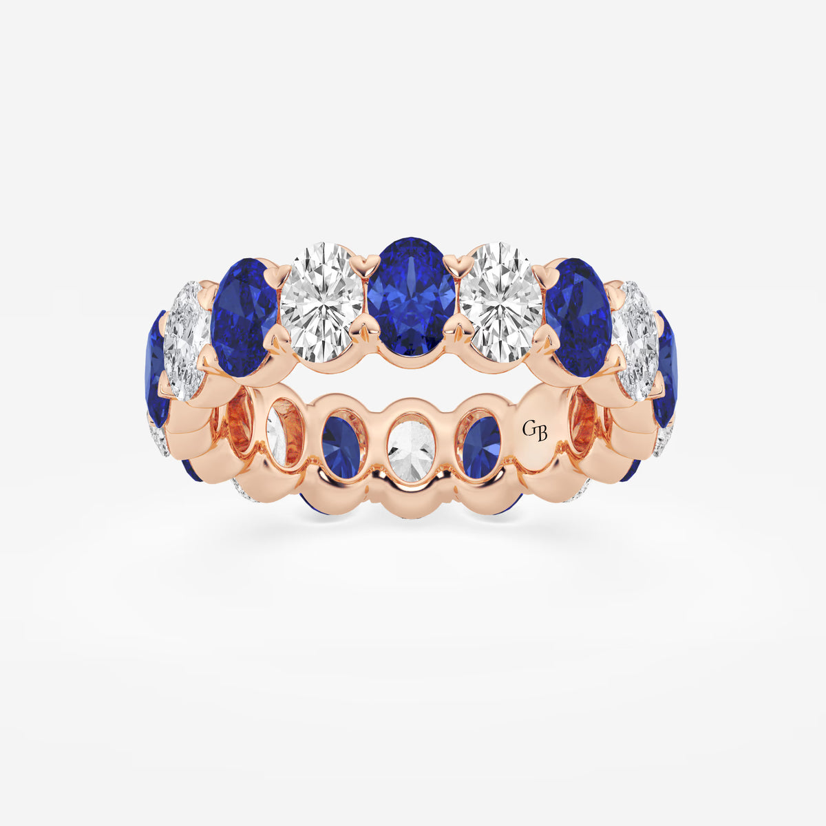 GWA051 - 5.4x3.8 mm Oval Cut Sapphire and 2 5/8 ctw Oval Lab Grown Diamond Eternity Band - 5.5mm Width