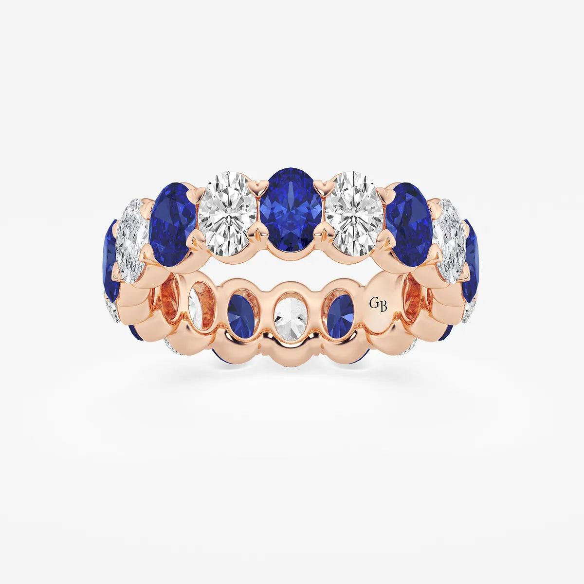GWA051 - product video for 5.4x3.8 mm Oval Cut Sapphire and 2 5/8 ctw Oval Lab Grown Diamond Eternity Band - 5.5mm Width