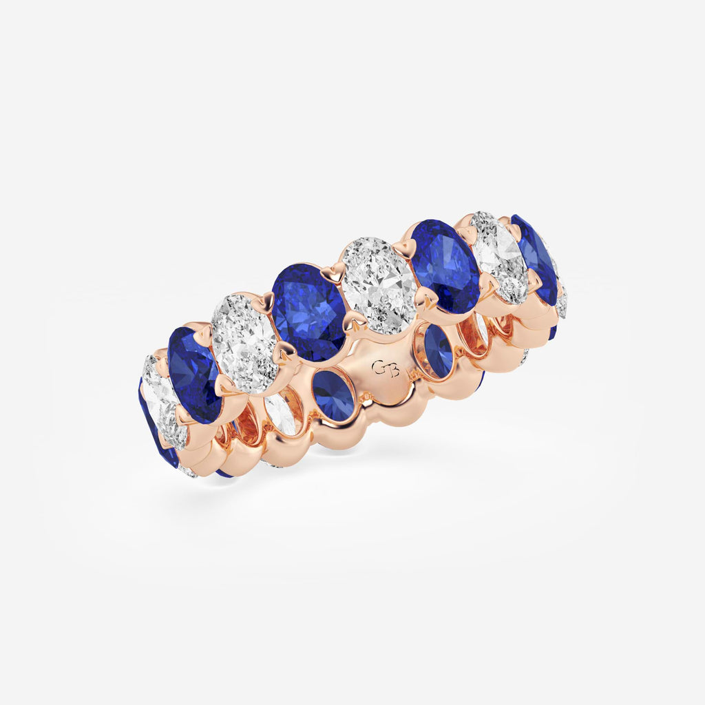 GWA051 - Additional Image 1 for  5.4x3.8 mm Oval Cut Sapphire and 2 5/8 ctw Oval Lab Grown Diamond Eternity Band - 5.5mm Width