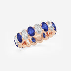 GWA051 - Additional Image 1 for  5.4x3.8 mm Oval Cut Sapphire and 2 5/8 ctw Oval Lab Grown Diamond Eternity Band - 5.5mm Width