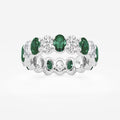 GWA051 - 5.4x3.8 mm Oval Cut Emerald and 2 5/8 ctw Oval Lab Grown Diamond Eternity Band - 5.5mm Width