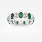 GWA051 - 5.4x3.8 mm Oval Cut Emerald and 2 5/8 ctw Oval Lab Grown Diamond Eternity Band - 5.5mm Width