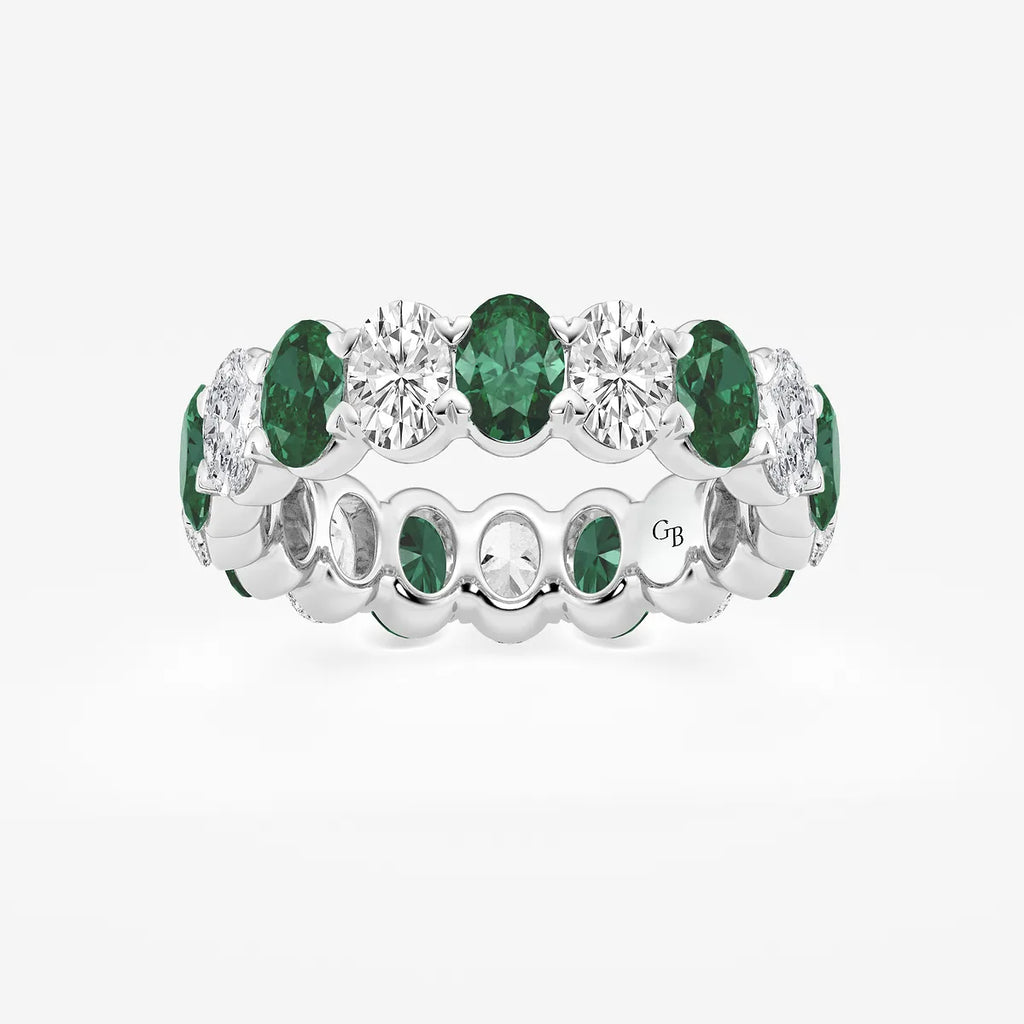 GWA051 - product video for 5.4x3.8 mm Oval Cut Emerald and 2 5/8 ctw Oval Lab Grown Diamond Eternity Band - 5.5mm Width