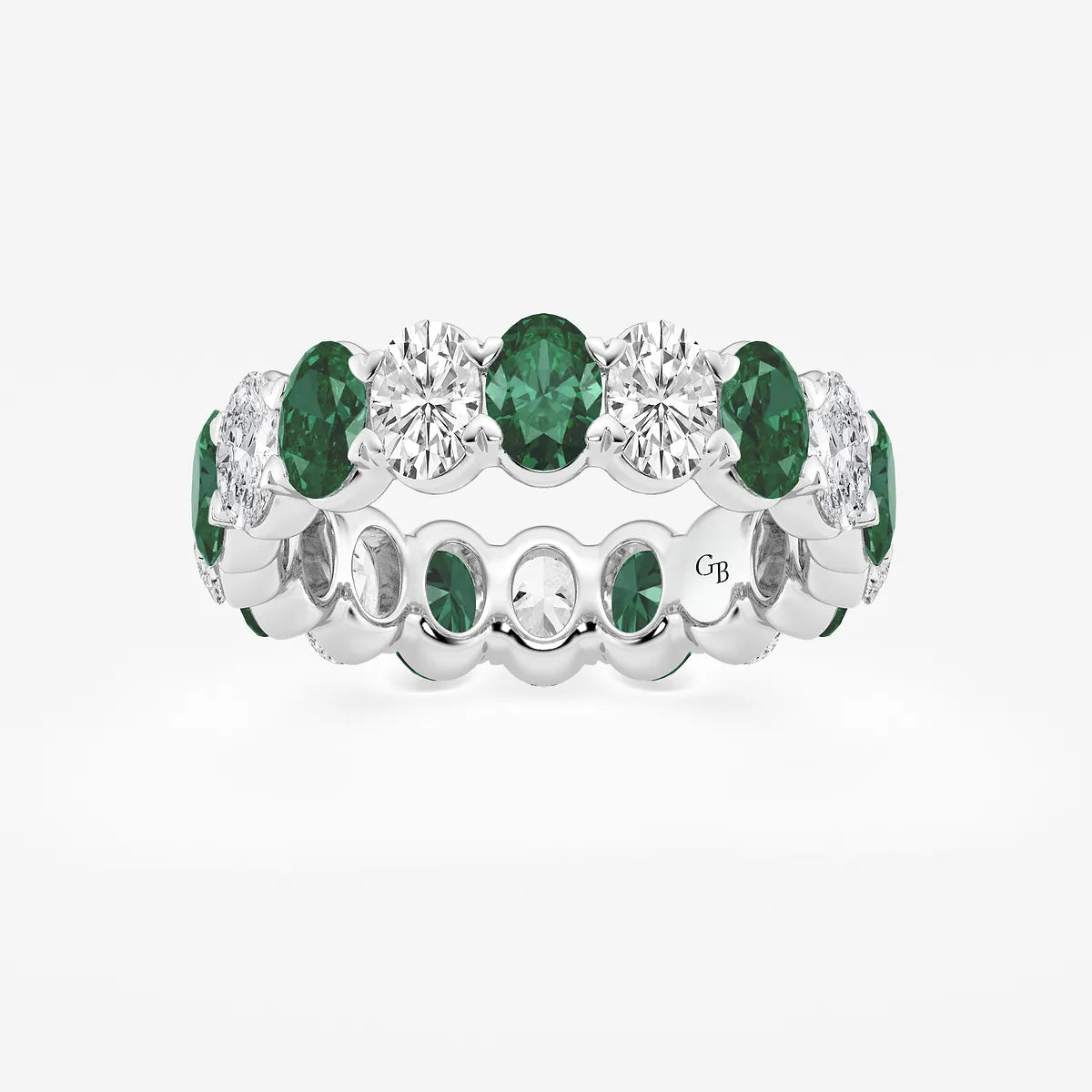 GWA051 - product video for 5.4x3.8 mm Oval Cut Emerald and 2 5/8 ctw Oval Lab Grown Diamond Eternity Band - 5.5mm Width