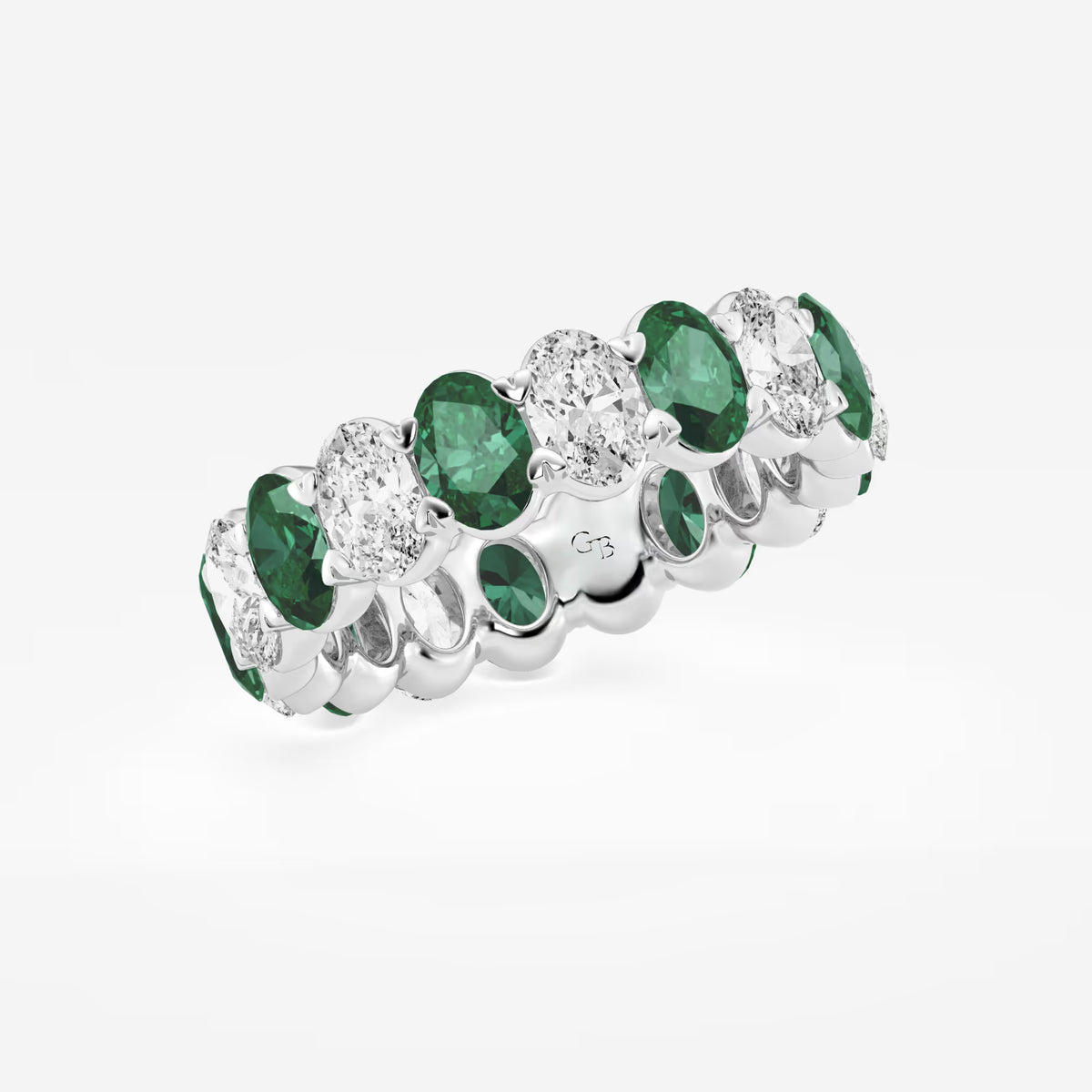 GWA051 - Additional Image 1 for  5.4x3.8 mm Oval Cut Emerald and 2 5/8 ctw Oval Lab Grown Diamond Eternity Band - 5.5mm Width