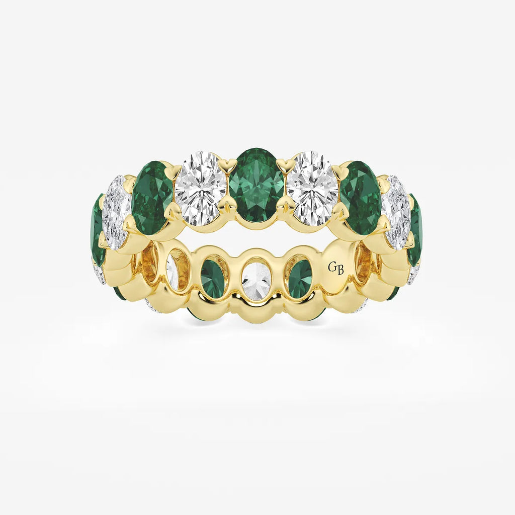 GWA051 - product video for 5.4x3.8 mm Oval Cut Emerald and 2 5/8 ctw Oval Lab Grown Diamond Eternity Band - 5.5mm Width