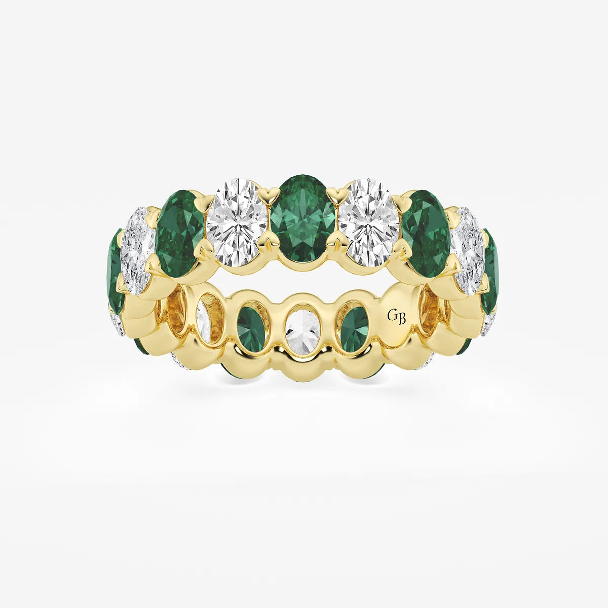 GWA051 - product video for 5.4x3.8 mm Oval Cut Emerald and 2 5/8 ctw Oval Lab Grown Diamond Eternity Band - 5.5mm Width