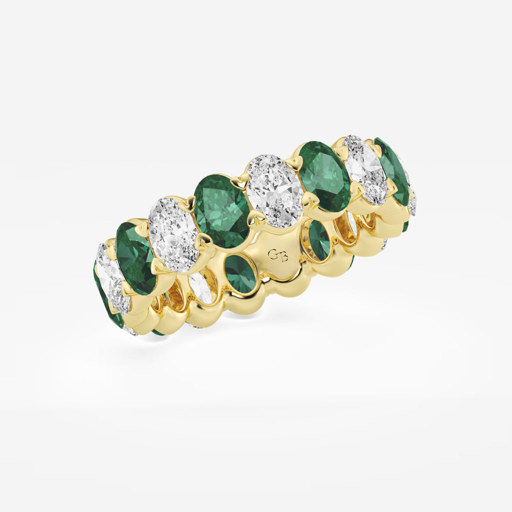 GWA051 - Additional Image 1 for  5.4x3.8 mm Oval Cut Emerald and 2 5/8 ctw Oval Lab Grown Diamond Eternity Band - 5.5mm Width