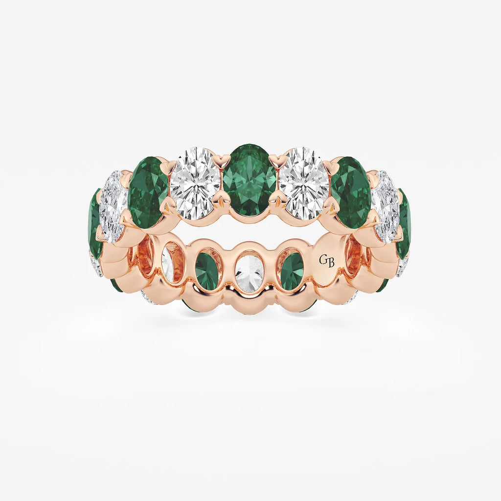 GWA051 - product video for 5.4x3.8 mm Oval Cut Emerald and 2 5/8 ctw Oval Lab Grown Diamond Eternity Band - 5.5mm Width