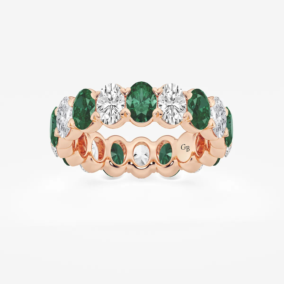 GWA051 - product video for 5.4x3.8 mm Oval Cut Emerald and 2 5/8 ctw Oval Lab Grown Diamond Eternity Band - 5.5mm Width