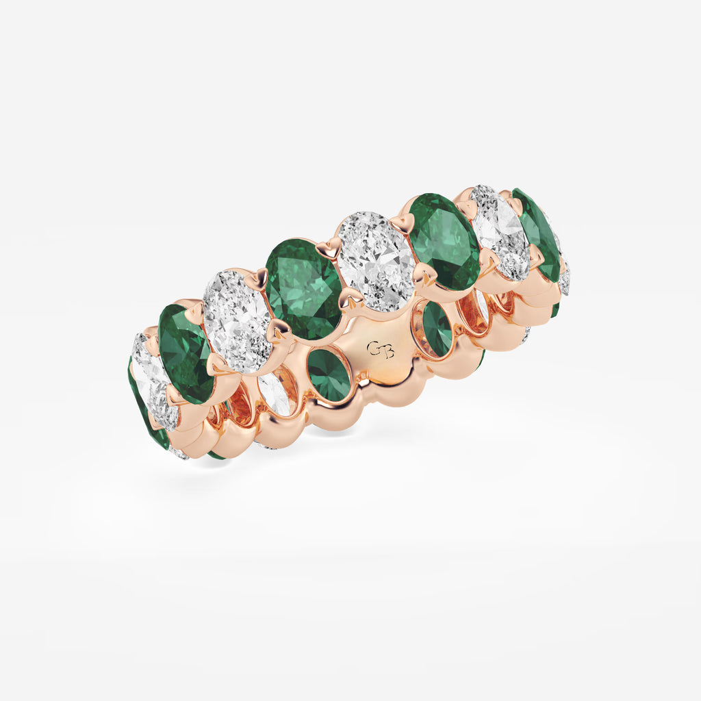 GWA051 - Additional Image 1 for  5.4x3.8 mm Oval Cut Emerald and 2 5/8 ctw Oval Lab Grown Diamond Eternity Band - 5.5mm Width
