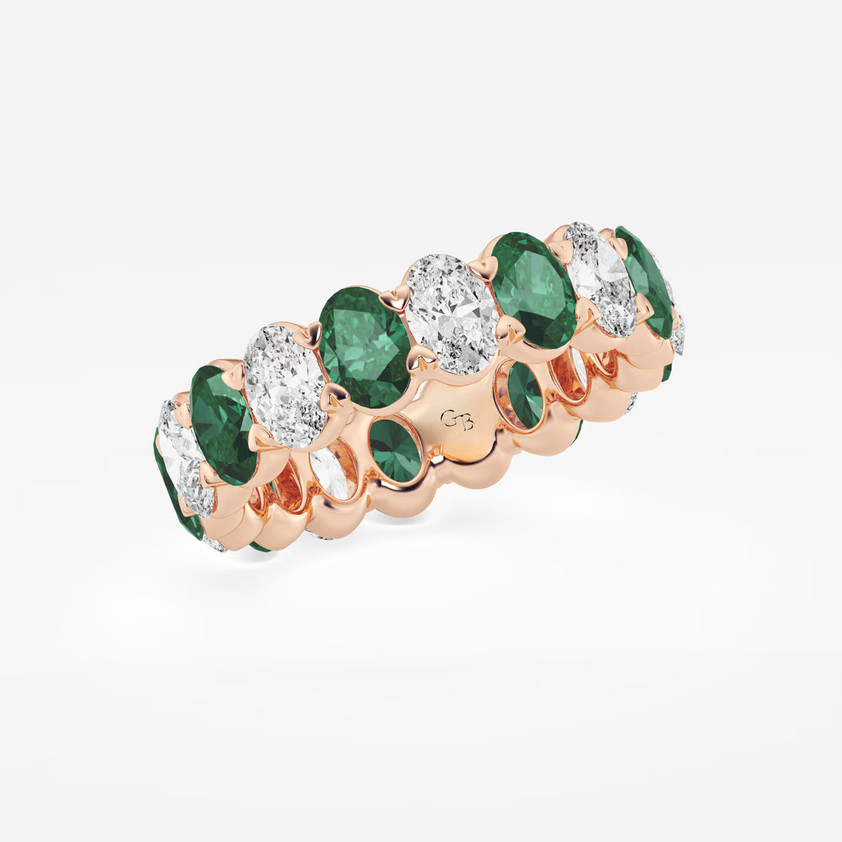 GWA051 - Additional Image 1 for  5.4x3.8 mm Oval Cut Emerald and 2 5/8 ctw Oval Lab Grown Diamond Eternity Band - 5.5mm Width
