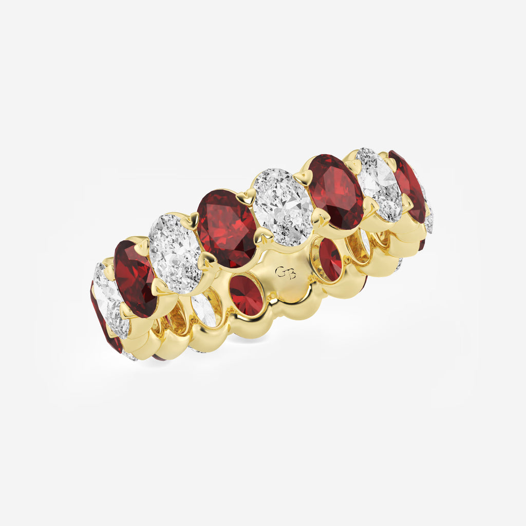 GWA051 - Additional Image 1 for  5.4x3.8 mm Oval Cut Ruby and 2 5/8 ctw Oval Lab Grown Diamond Eternity Band - 5.5mm Width
