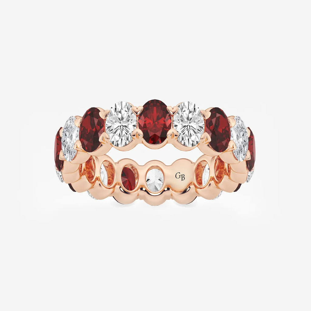 GWA051 - product video for 5.4x3.8 mm Oval Cut Ruby and 2 5/8 ctw Oval Lab Grown Diamond Eternity Band - 5.5mm Width