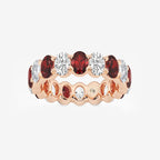GWA051 - product video for 5.4x3.8 mm Oval Cut Ruby and 2 5/8 ctw Oval Lab Grown Diamond Eternity Band - 5.5mm Width