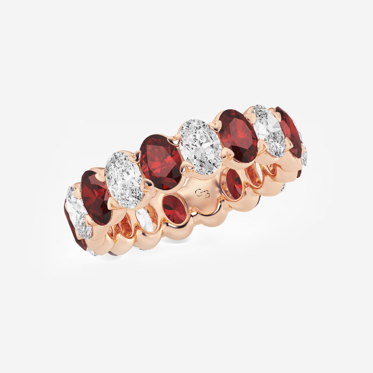 GWA051 - Additional Image 1 for  5.4x3.8 mm Oval Cut Ruby and 2 5/8 ctw Oval Lab Grown Diamond Eternity Band - 5.5mm Width