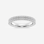 GWA052 - 1 ctw Round Lab Grown Diamond Petite Two Row Micro Pave Eternity Band - 3.1mm Width