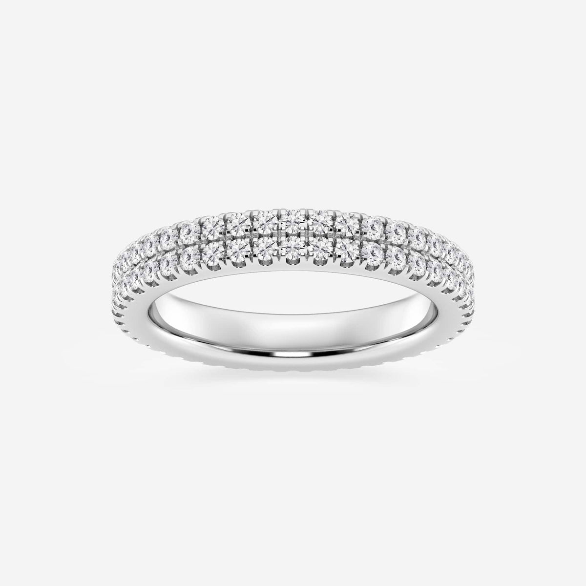 GWA052 - 1 ctw Round Lab Grown Diamond Petite Two Row Micro Pave Eternity Band - 3.1mm Width