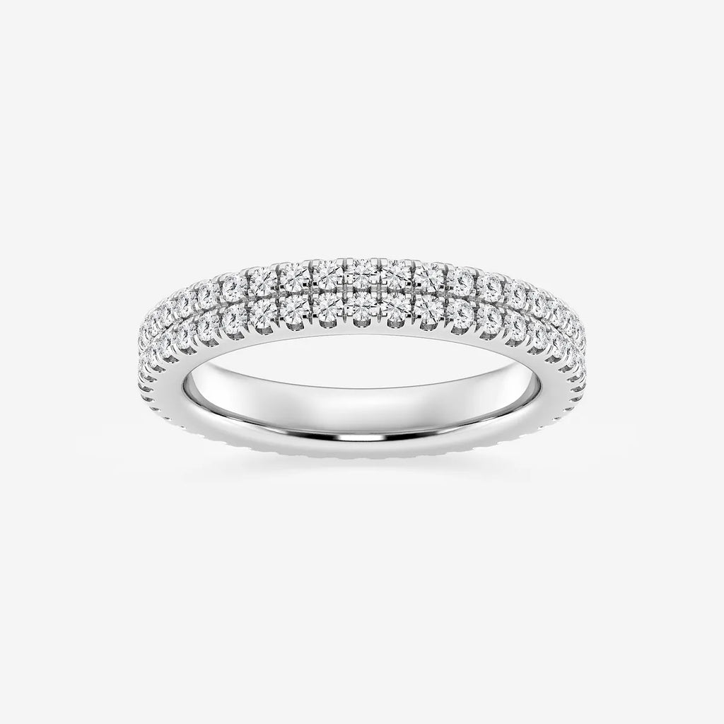 GWA052 - product video for 1 ctw Round Lab Grown Diamond Petite Two Row Micro Pave Eternity Band - 3.1mm Width