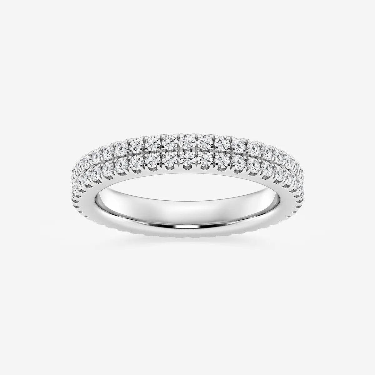 GWA052 - product video for 1 ctw Round Lab Grown Diamond Petite Two Row Micro Pave Eternity Band - 3.1mm Width