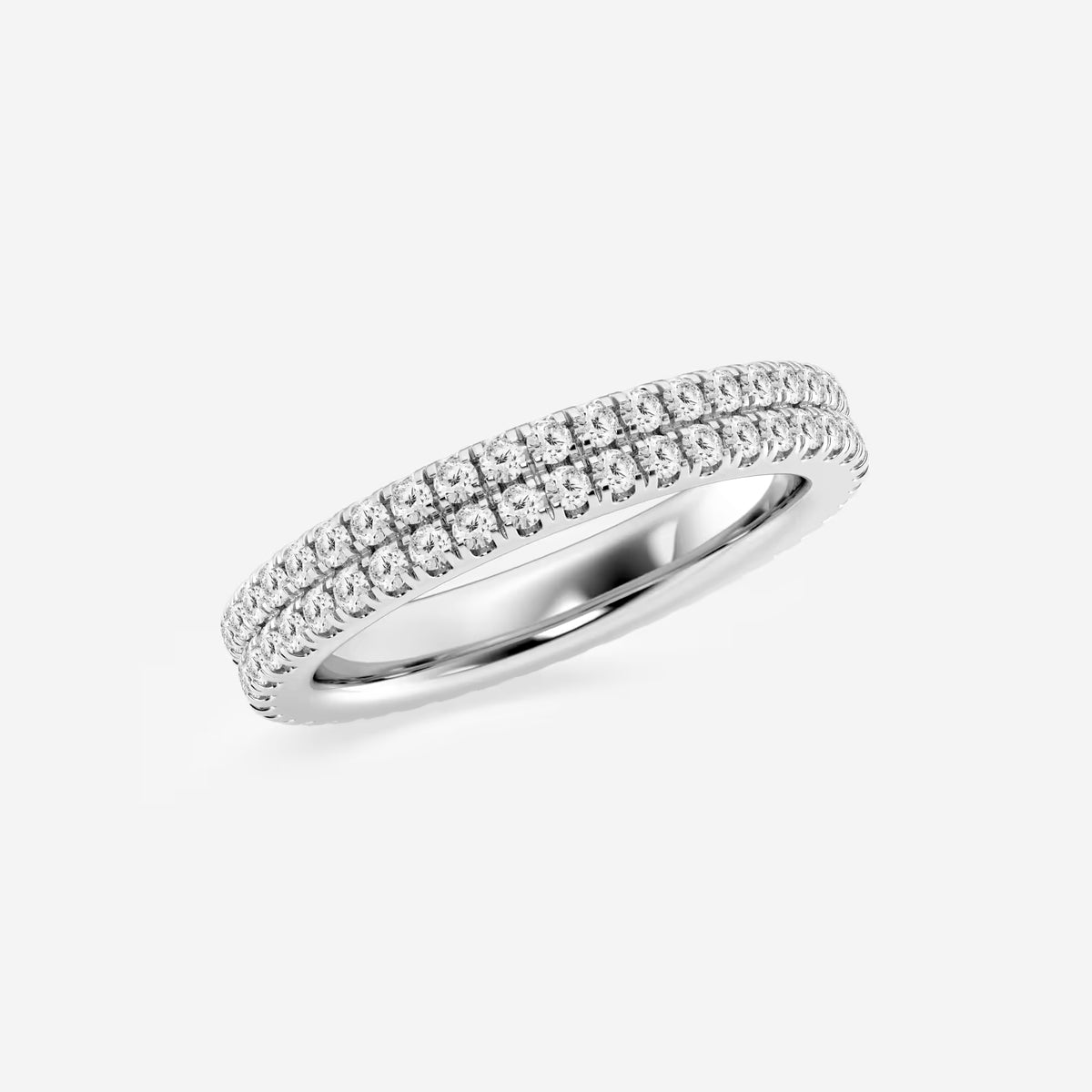 GWA052 - Additional Image 1 for  1 ctw Round Lab Grown Diamond Petite Two Row Micro Pave Eternity Band - 3.1mm Width