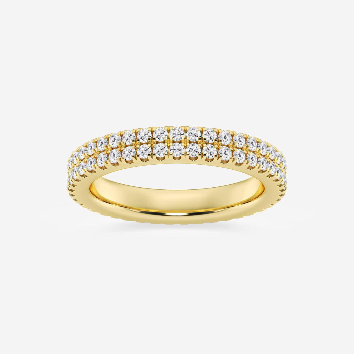 GWA052 - 1 ctw Round Lab Grown Diamond Petite Two Row Micro Pave Eternity Band - 3.1mm Width
