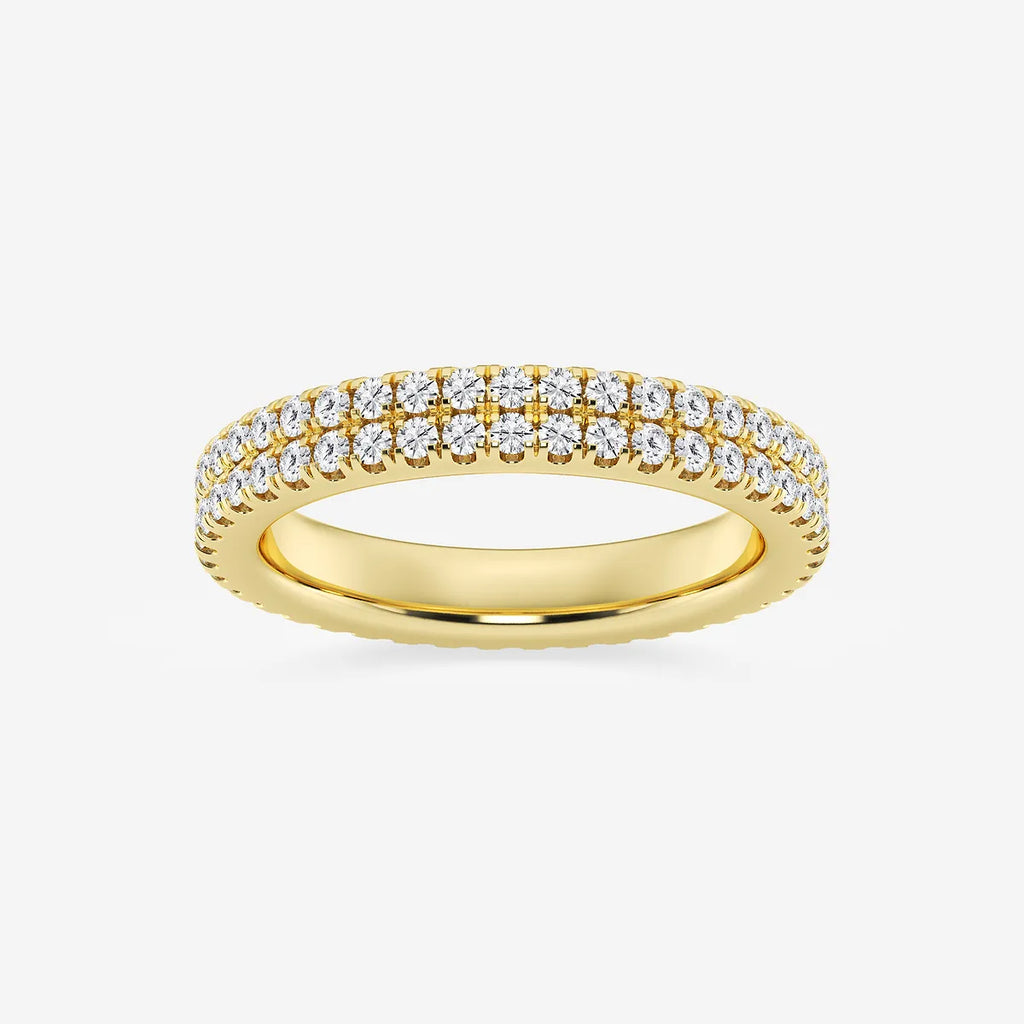 GWA052 - product video for 1 ctw Round Lab Grown Diamond Petite Two Row Micro Pave Eternity Band - 3.1mm Width