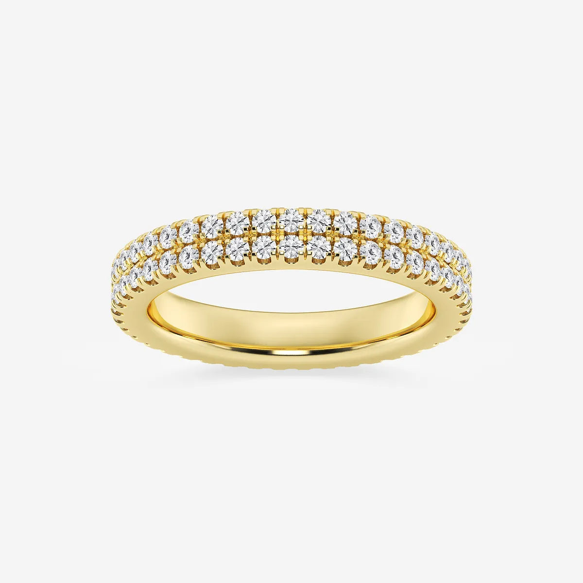 GWA052 - product video for 1 ctw Round Lab Grown Diamond Petite Two Row Micro Pave Eternity Band - 3.1mm Width