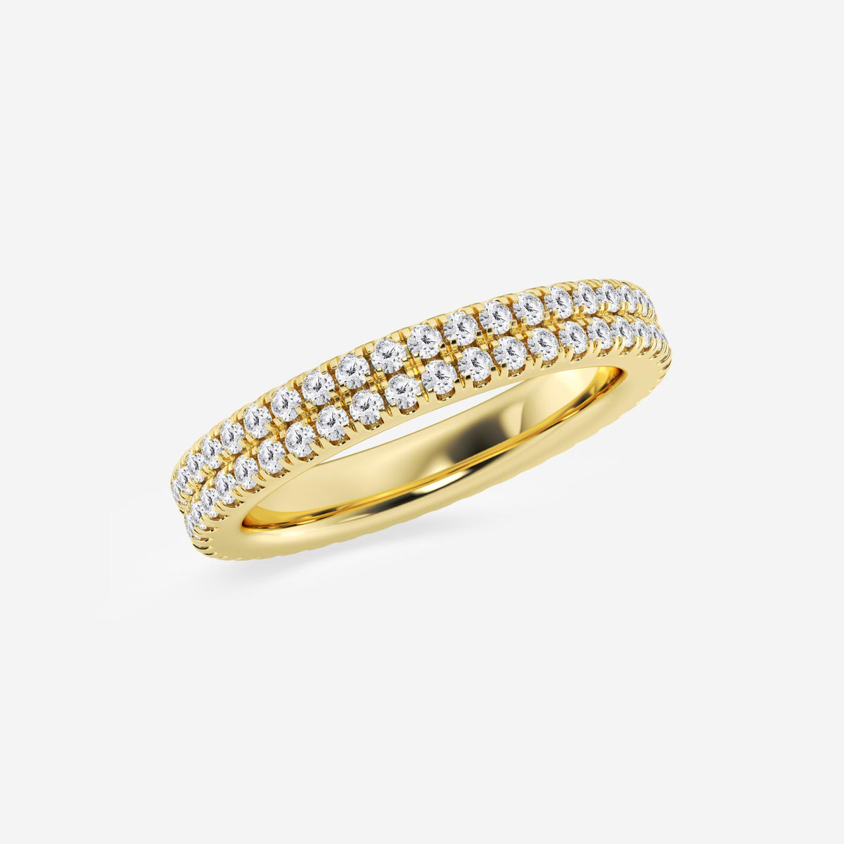 GWA052 - Additional Image 1 for  1 ctw Round Lab Grown Diamond Petite Two Row Micro Pave Eternity Band - 3.1mm Width