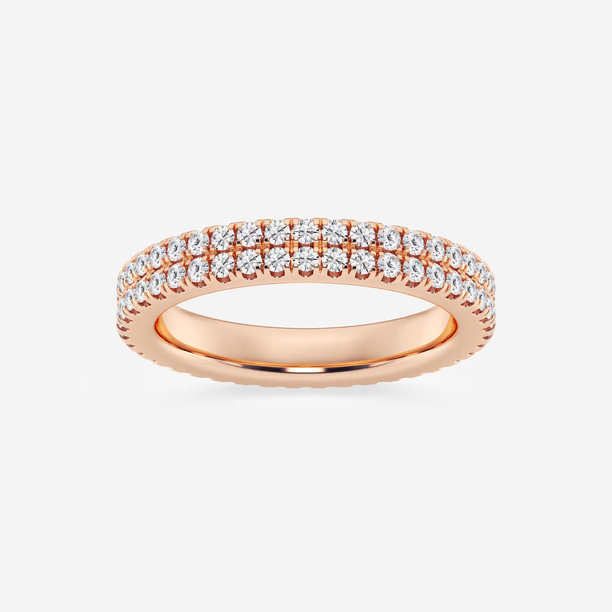 GWA052 - 1 ctw Round Lab Grown Diamond Petite Two Row Micro Pave Eternity Band - 3.1mm Width
