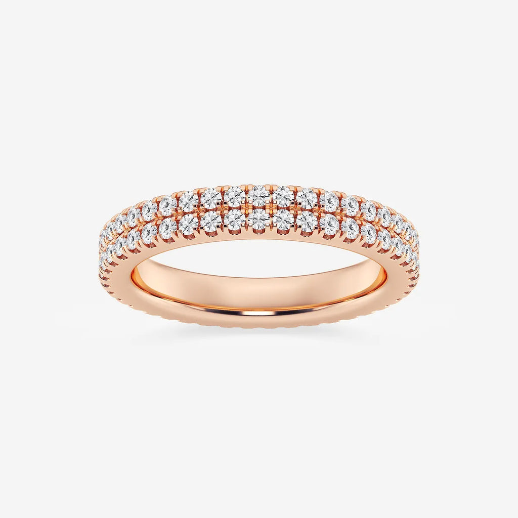 GWA052 - product video for 1 ctw Round Lab Grown Diamond Petite Two Row Micro Pave Eternity Band - 3.1mm Width