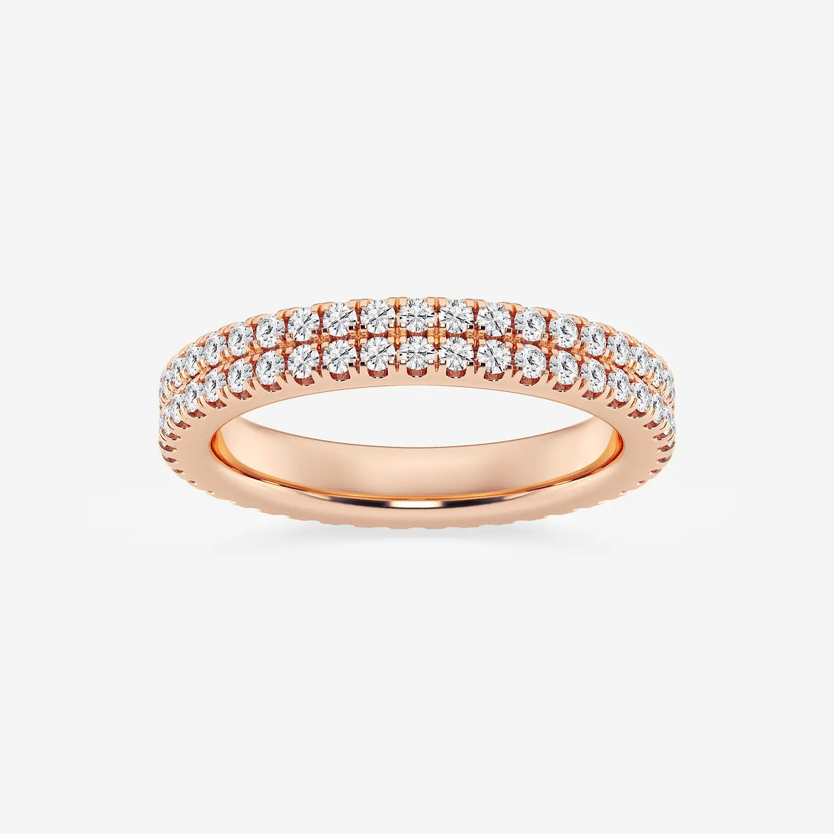 GWA052 - product video for 1 ctw Round Lab Grown Diamond Petite Two Row Micro Pave Eternity Band - 3.1mm Width
