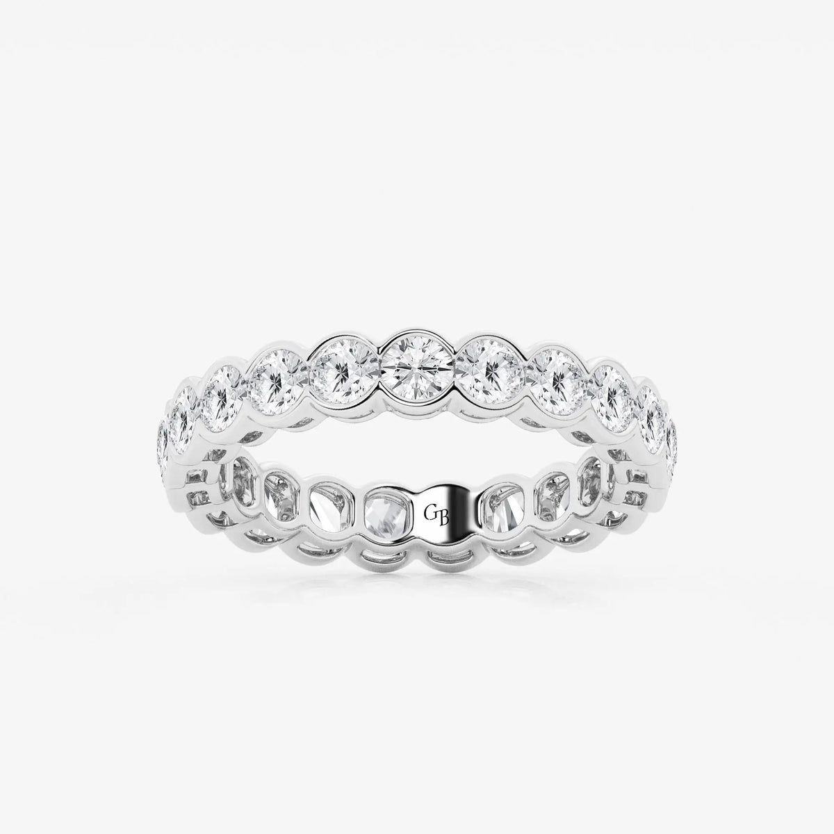 GWA054 - 2 ctw Round Lab Grown Diamond Half Bezel Eternity Band - 3.6mm Width