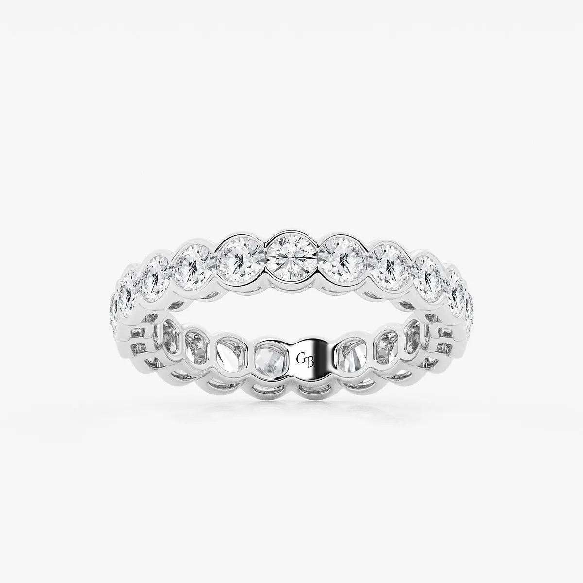 GWA054 - product video for 2 ctw Round Lab Grown Diamond Half Bezel Eternity Band - 3.6mm Width